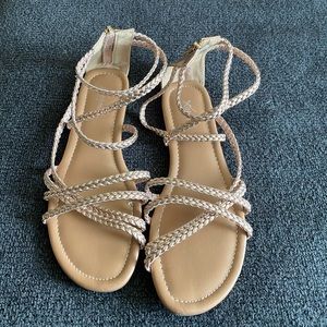 Brown and rose gold sandals